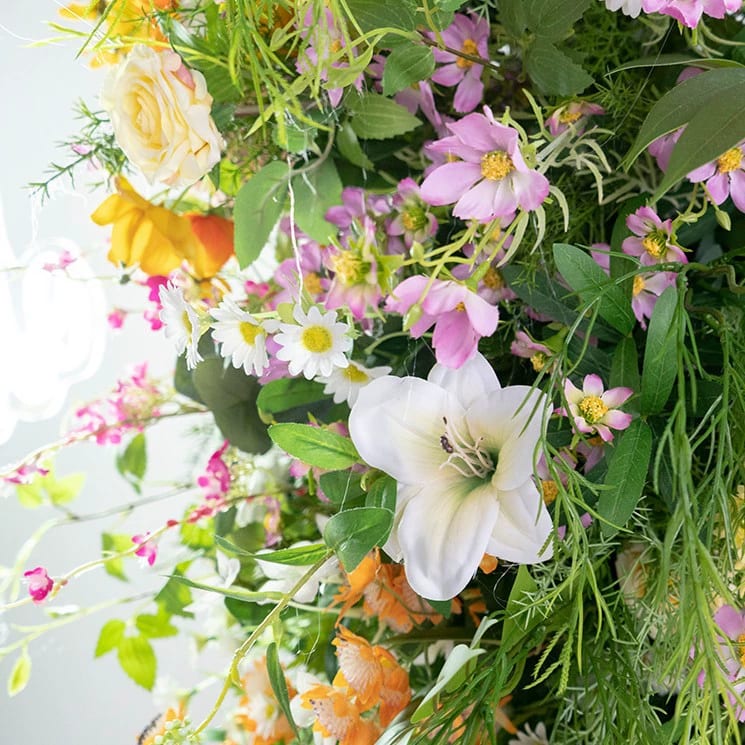 Garden-style artificial flower arch reference for wedding ceremonies