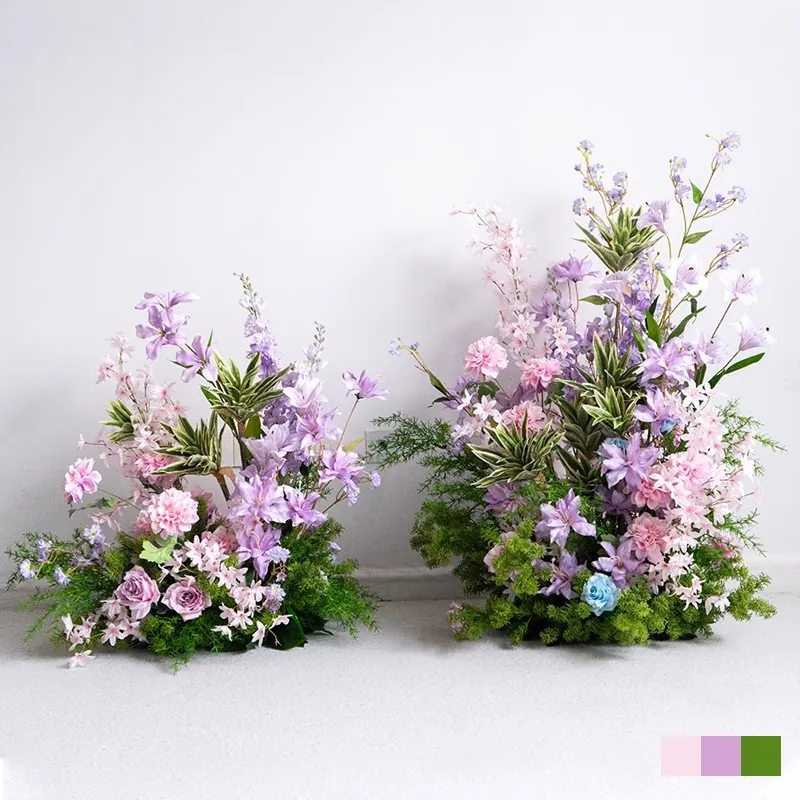 Lavender garden faux floral floor arrangements in two heights