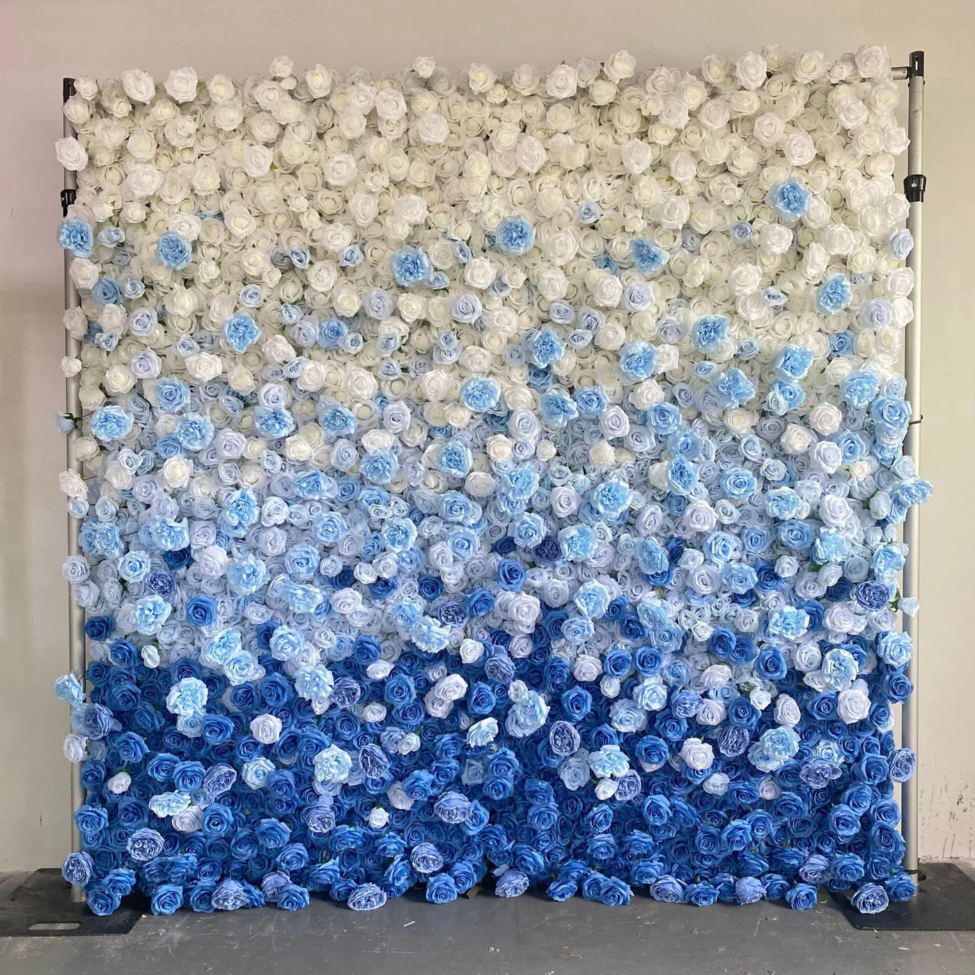 Blue ombre 1 by 1 metre artificial flower wall panel