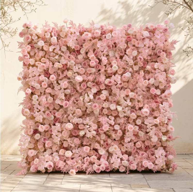 Soft blush pink orchid wholesale artificial flower wall style