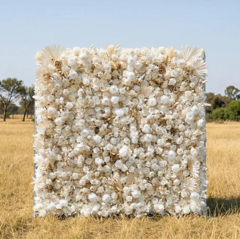 Oat beige and ivory textured wholesale artificial flower wall style