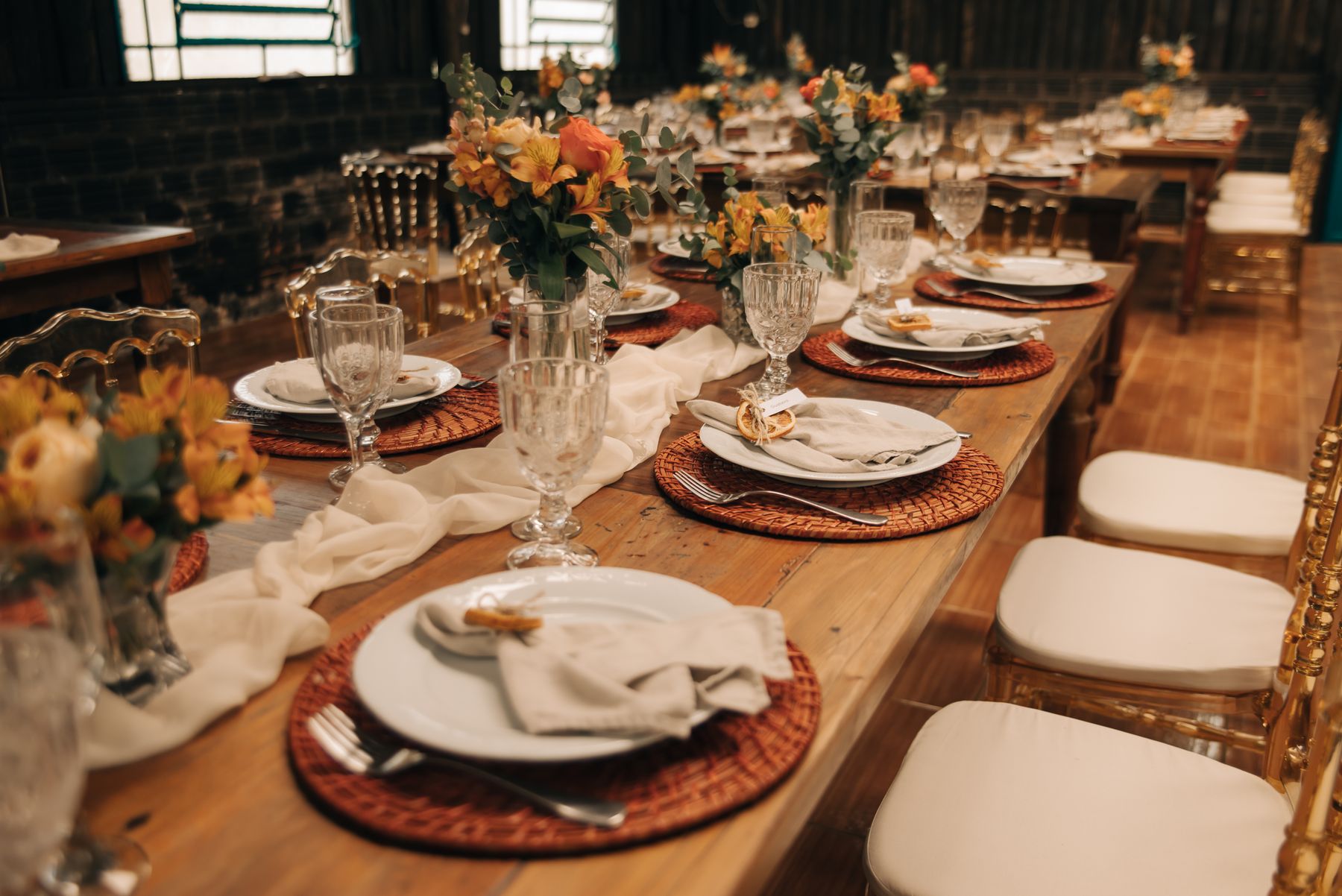 Real warm-toned wedding table shown as styling inspiration